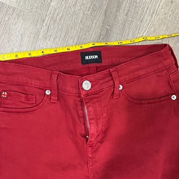 EUC Women’s US 29 HUDSON Red Distressed Cotton Stretch Staple Jeans Denim Pants - Picture 11 of 14